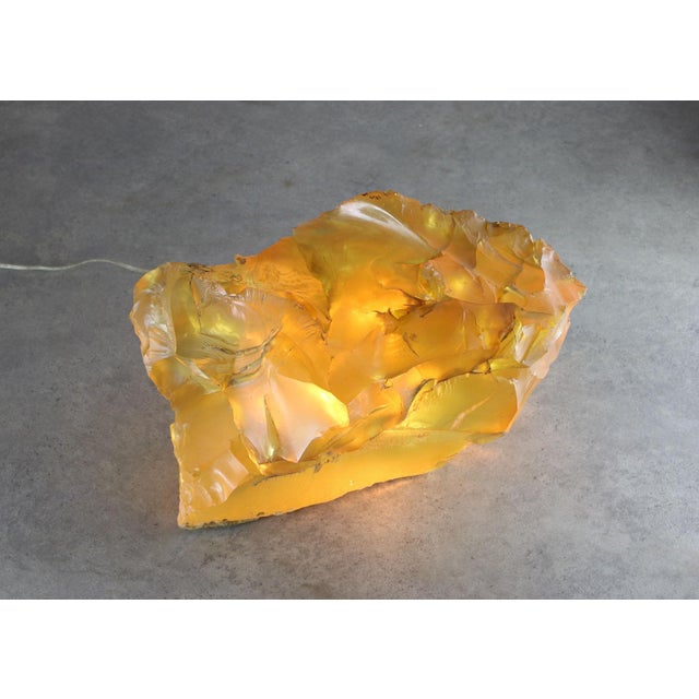 Plastic Vintage Italian Orange and Yellow Sculptural Lamps, 1970s, Set of 2 For Sale - Image 7 of 18