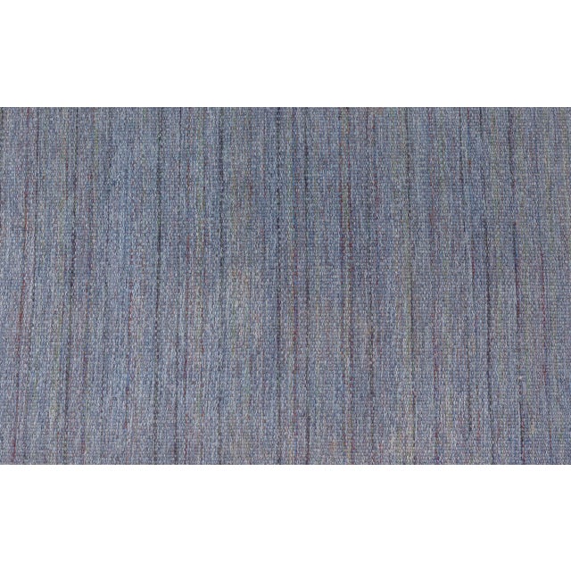 Doris Leslie Blau Vintage Swedish Beige Blue Gray Flat Woven Rug For Sale In New York - Image 6 of 7