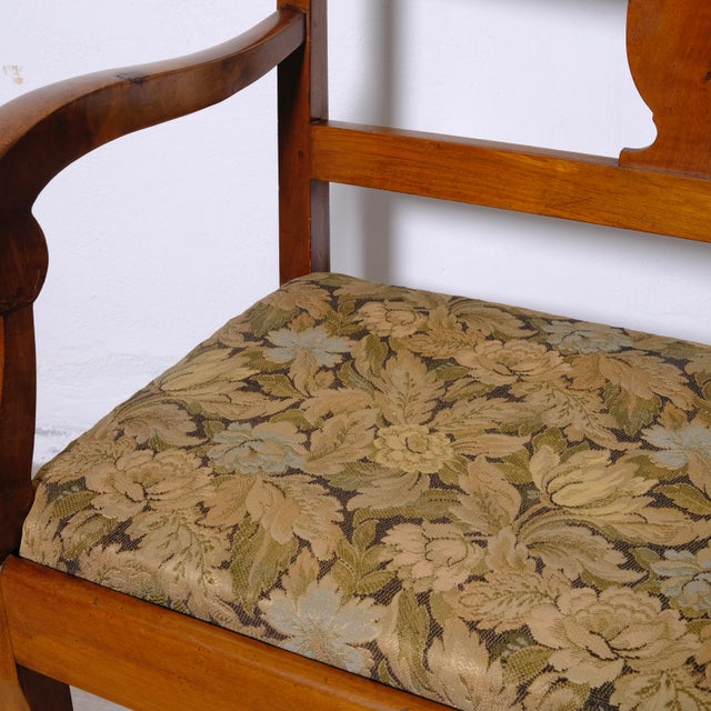 Directoire Walnut and Floral Fabric Bench, Italy, 1900s For Sale - Image 16 of 18