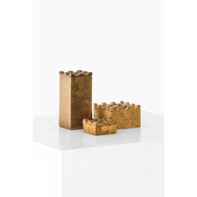 Vintage Scandinavian Ashtrays in Brass, 1960s, Set of 3 For Sale - Image 3 of 6