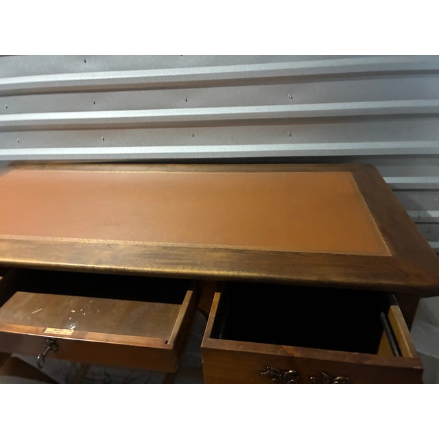 Wood Large French Fruitwood Desk W/Leather Top For Sale - Image 7 of 9