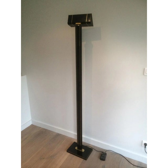 Mid-Century Modern Circa 1970 French Black Lacquered and Brass Floor Lamp For Sale - Image 3 of 13