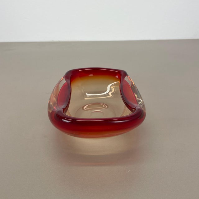 Italian Murano Glass Red-Yellow Bowl, 1970s For Sale - Image 6 of 18