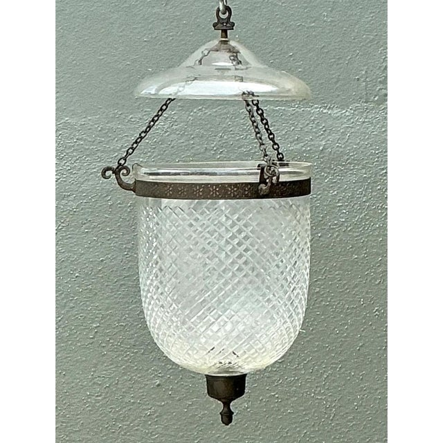 Vintage Diamond Cut Crystal Bell Jar Lantern For Sale - Image 4 of 12