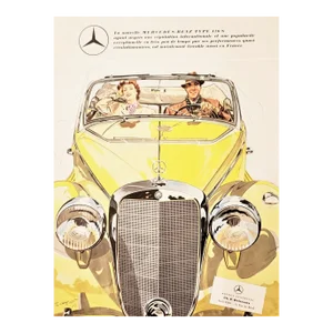 1950 Mid-Century French Advertisement Print-Mercedes-Benz Convertible