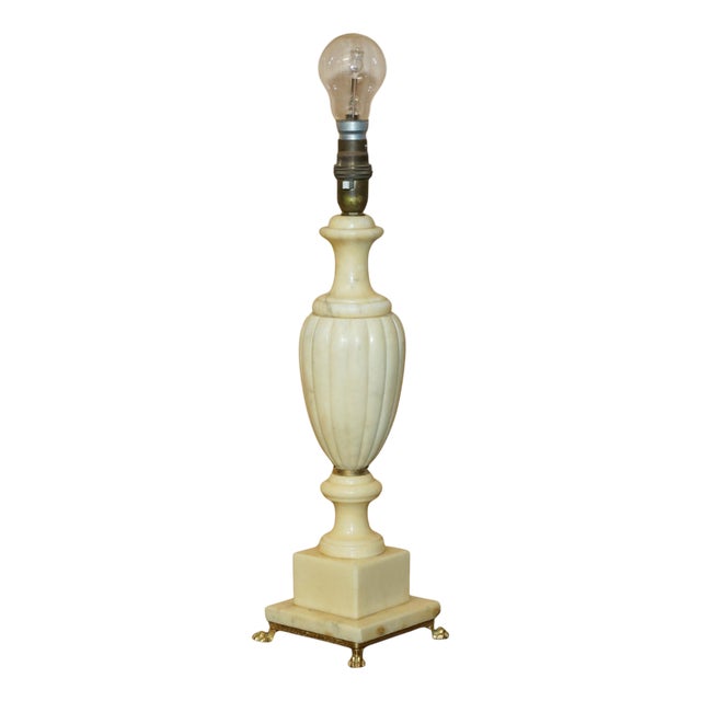 Brass and Marble Lamp with Lion's Paw Feet, Italy, 1960s For Sale