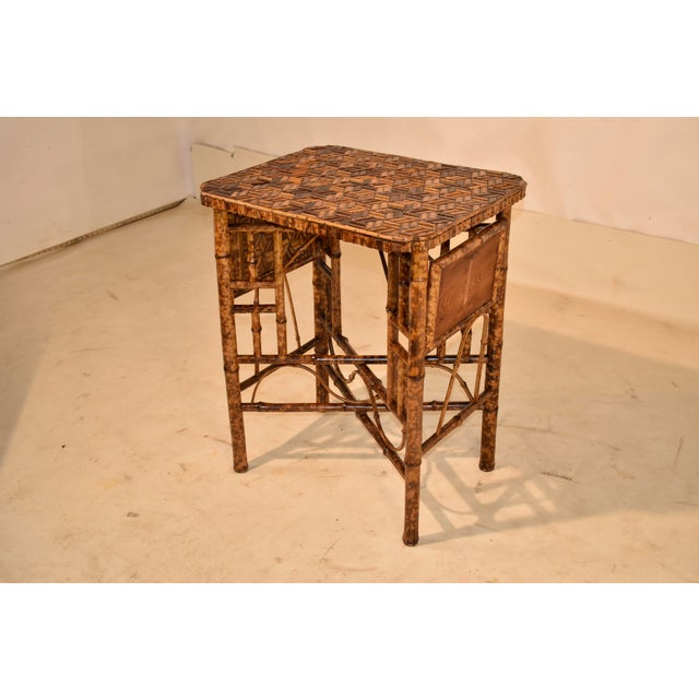 Wood Circa 1920 English Bamboo Side Table With Side Shelves For Sale - Image 7 of 11
