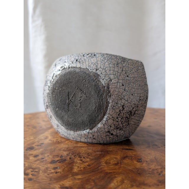 Vintage Japandi Monochrome Raku Ceramic Trinket Dish, 1980s For Sale - Image 9 of 11