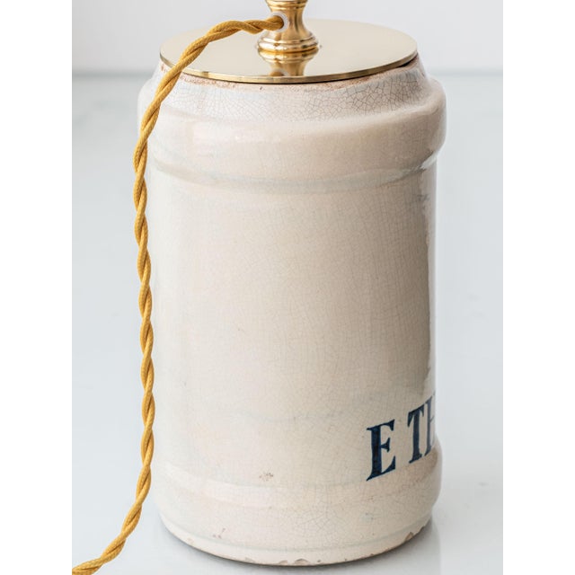 Textile Italian Apothecary Pharmacy Albarello Ceramic Table Lamp from Deruta, 1870s For Sale - Image 7 of 13