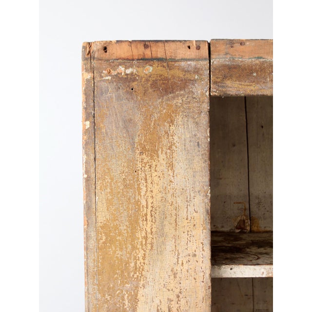 Antique Primitive Painted Farmhouse Cupboard Shelving For Sale - Image 4 of 18