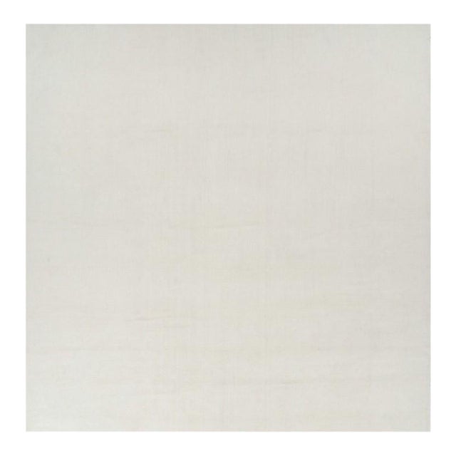 Rug & Kilim’s Oversized Textural Rug in Simple, Solid Cream White Tones - 14x14 For Sale