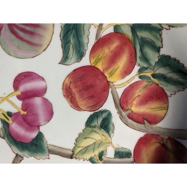 Vintage Chinese Porcelain Decorative Fruit Plate- A Pair For Sale - Image 12 of 12