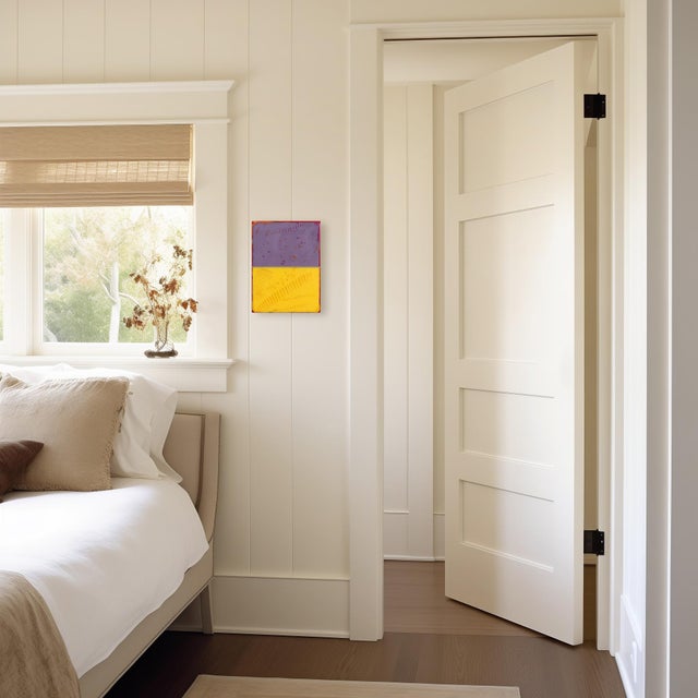 Wood The Window 354 - Modern Shiny Resin Minimalist Purple & Yellow Two Tone Original Artwork by Ricky Hunt For Sale - Image 7 of 9