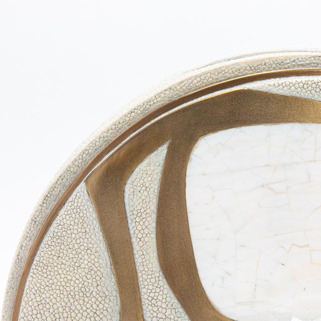 Brass Modern Vase in Shagreen With Mother of Pearl and Brass Details by R&y Augousti For Sale - Image 8 of 11