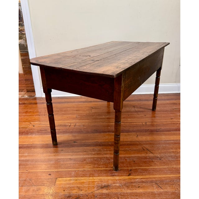 Farmhouse 19th Century Early American Primitive Pine Tavern or Huntboard Table For Sale - Image 3 of 14