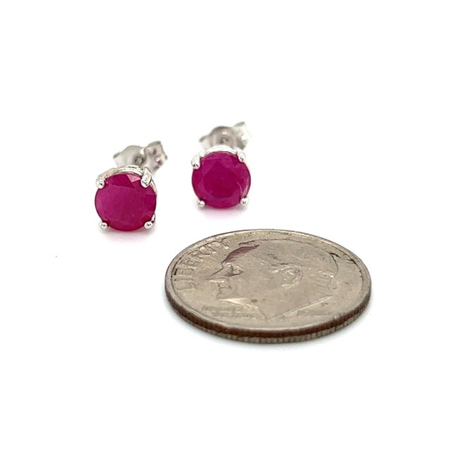 Natural Ruby Stud Earrings 14k Gold 1.91 TCW 1.28 Grams Certified For Sale - Image 9 of 11