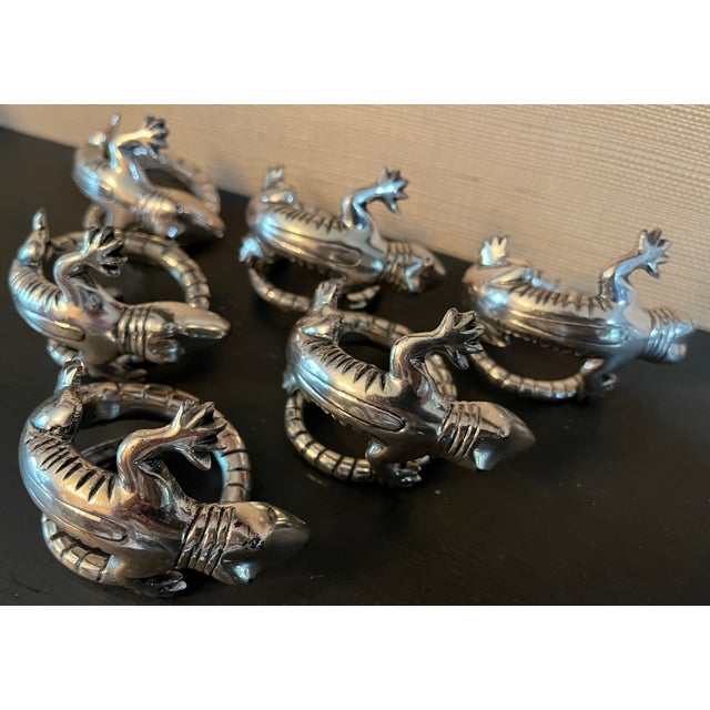 Late 20th Century Lizard (Gecko) Napkin Rings Set - Set of 6 For Sale - Image 9 of 9