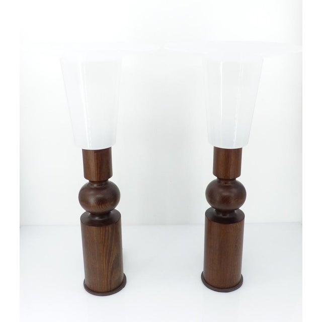 Scandinavian Pine Table Lamps by Uno Kristiansson for Luxus, Sweden, 1965, 1960s, Set of 2 For Sale - Image 4 of 11