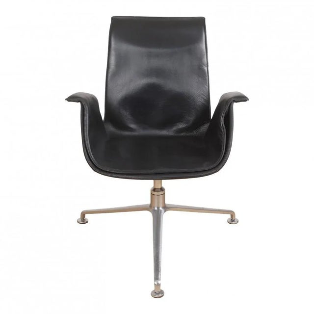 Low Tulip Chair in Black Patinated Leather by Fabricius and Kastholm For Sale - Image 5 of 5