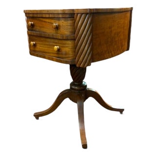 Antique Cherry and Mahogany Two Drawer Table For Sale