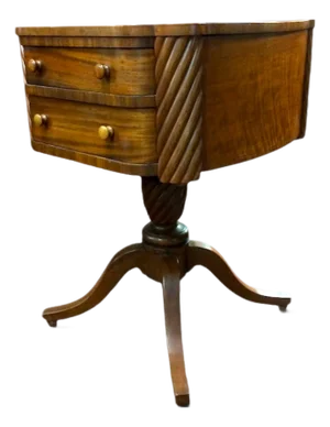 Antique Cherry and Mahogany Two Drawer Table
