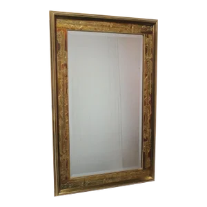 Vintage Acid-Etched Brass Wall Mirror by Bernhard Rohne for Mastercraft