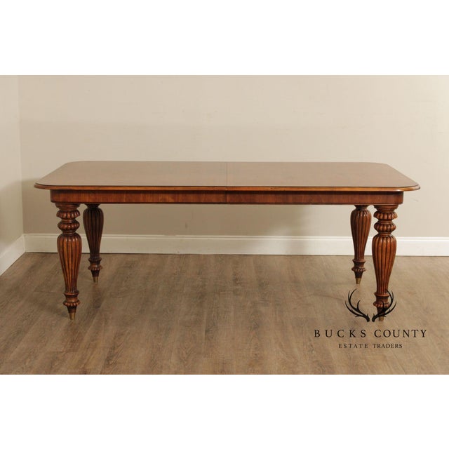 Brown Henredon Somerton Banded Mahogany Rectangular Dining Table With Fluted Legs For Sale - Image 8 of 18
