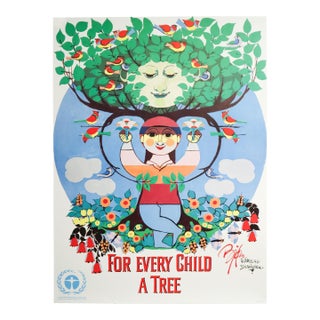 1986 Danish Poster - Bjorn Wiinblad - For Every Child a Tree For Sale
