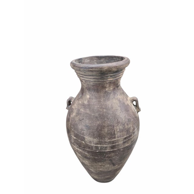 Vintage Rustic Mediterranean Terracotta Amphora Floor Vase For Sale - Image 4 of 9