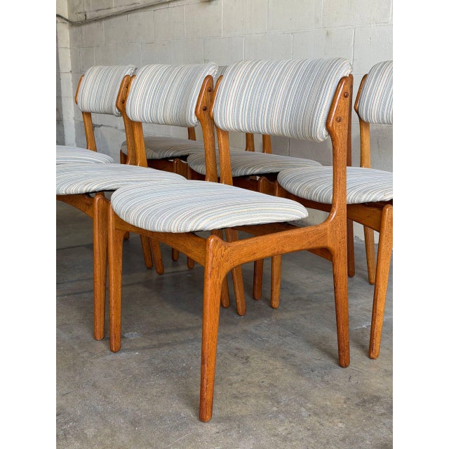 Mid-Century Modern In Style of Erik Buch Model 46 Teak Dining Chairs Set of 6 Fabric Wooden Seating Denmark Mid-Century Modern 1960s For Sale - Image 3 of 10