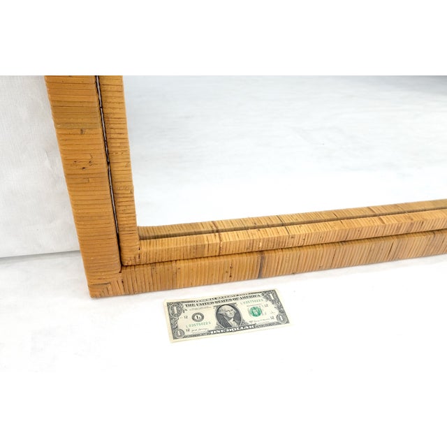 Large 36x44 c1970s Rectangle Rattan Cane Bamboo Frame Wall Mirror MINT For Sale - Image 6 of 15