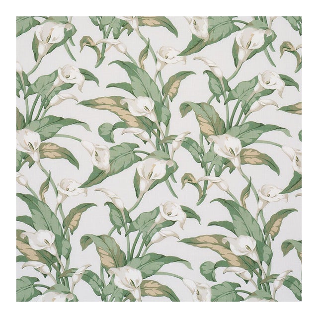 Sample - Schumacher Arum Lilies Fabric in Ivory For Sale