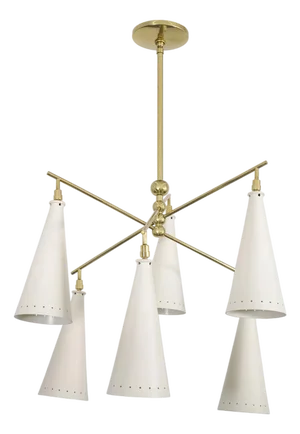 Stilnovo style chandelier with conical shades