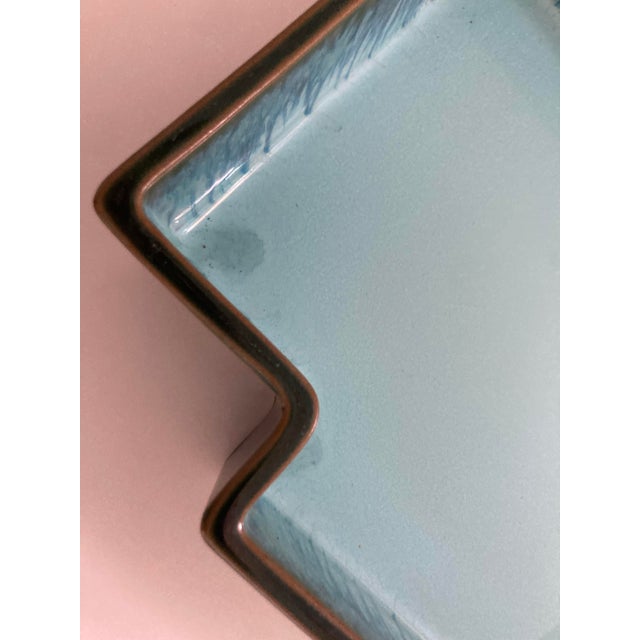 Japanese Mid 20th Century Glazed Ceramic Ikebana Tray With Interlocking Squares Form For Sale In New York - Image 6 of 11