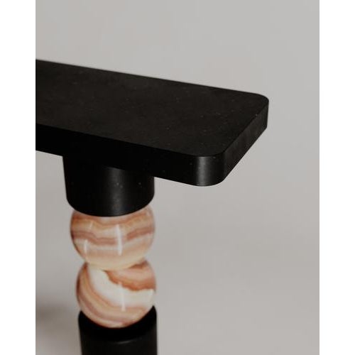 Limited Edition, Stacked Spheres Walnut Marble Perle Console by Esther Knopfler For Sale - Image 6 of 14