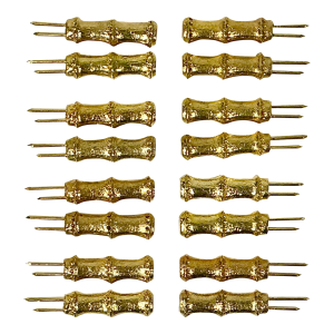 1980s Vintage Hollywood Regency Boho Coastal Faux Bamboo Corn-on-the-Cob Holders, Service for 8 - Set of 16
