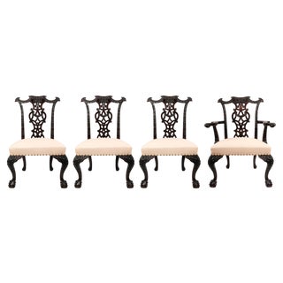 Chippendale Style Dining Chairs and Armchair, 19th Century, Set of 4 For Sale