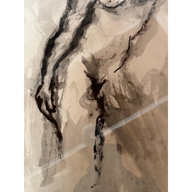 Vintage Ink Drawing Of A Nude Male Figure For Sale - Image 12 of 12