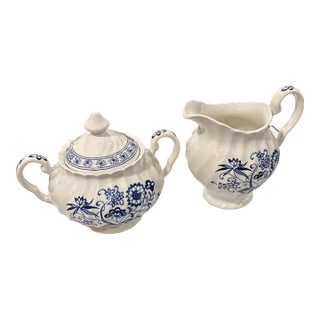 Mid 20th Century Blue Nordic Sugar and Creamer Set For Sale