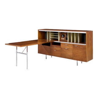 George Nelson for Herman Miller Mid Century Walnut Desk With Return For Sale