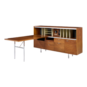 George Nelson for Herman Miller Mid Century Walnut Desk With Return