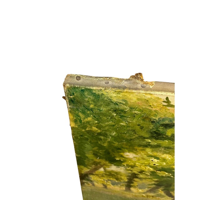 Antique 19th-Century French Impressionist Landscape Oil Painting Sunlit Forest For Sale - Image 4 of 18
