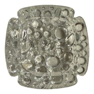 1960s Vintage Mid-Century Modern Libbey Clear Glass "Pebble Bubble" Square For Sale