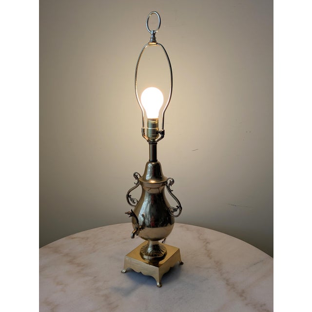 Brass Vintage Brass Samovar Table Lamp For Sale - Image 8 of 9
