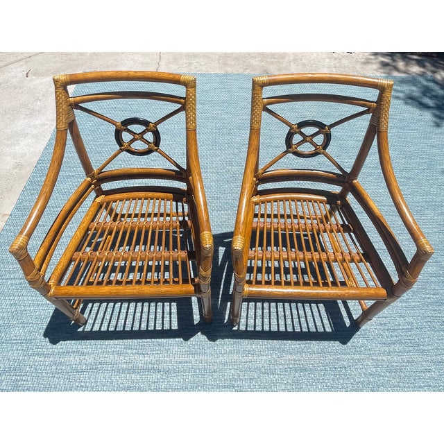 Pair of Authentic McGuire Target Back Vintage Rattan Armchairs For Sale In San Diego - Image 6 of 10