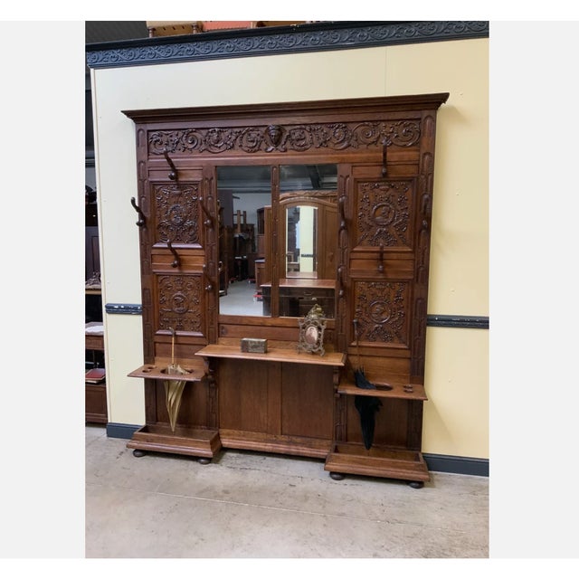 Brown Antique Wardrobe in Oak, 1880 For Sale - Image 8 of 8