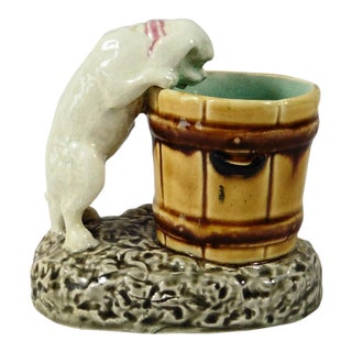 19th Century Majolica Choisy Le Roi White Dog For Sale