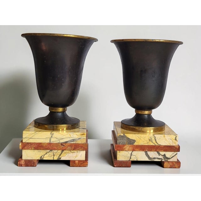 Vintage Art Deco Vases with Marble, 1930s, Set of 2 For Sale - Image 9 of 9