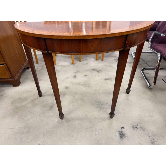 Pair of George Iii Inlaid Mahogany Demi-Lune Console Tables For Sale - Image 13 of 16