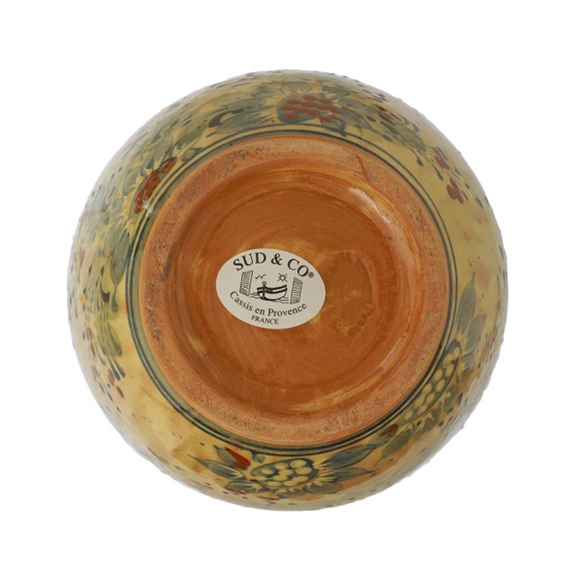 French Glazed Terracotta Urn Cassis en Provence Yellow Ochre Provencal Pottery Vase Sud & Co Corsica Olive Jar For Sale In Philadelphia - Image 6 of 6